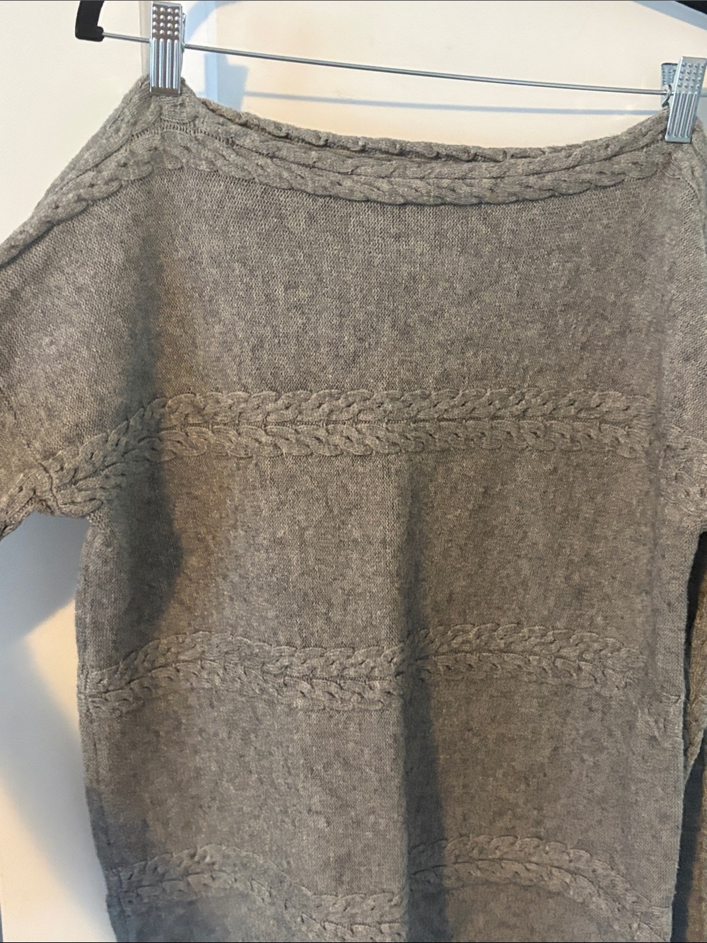 Belldini Grey Cable-Trim boatneck Sweater